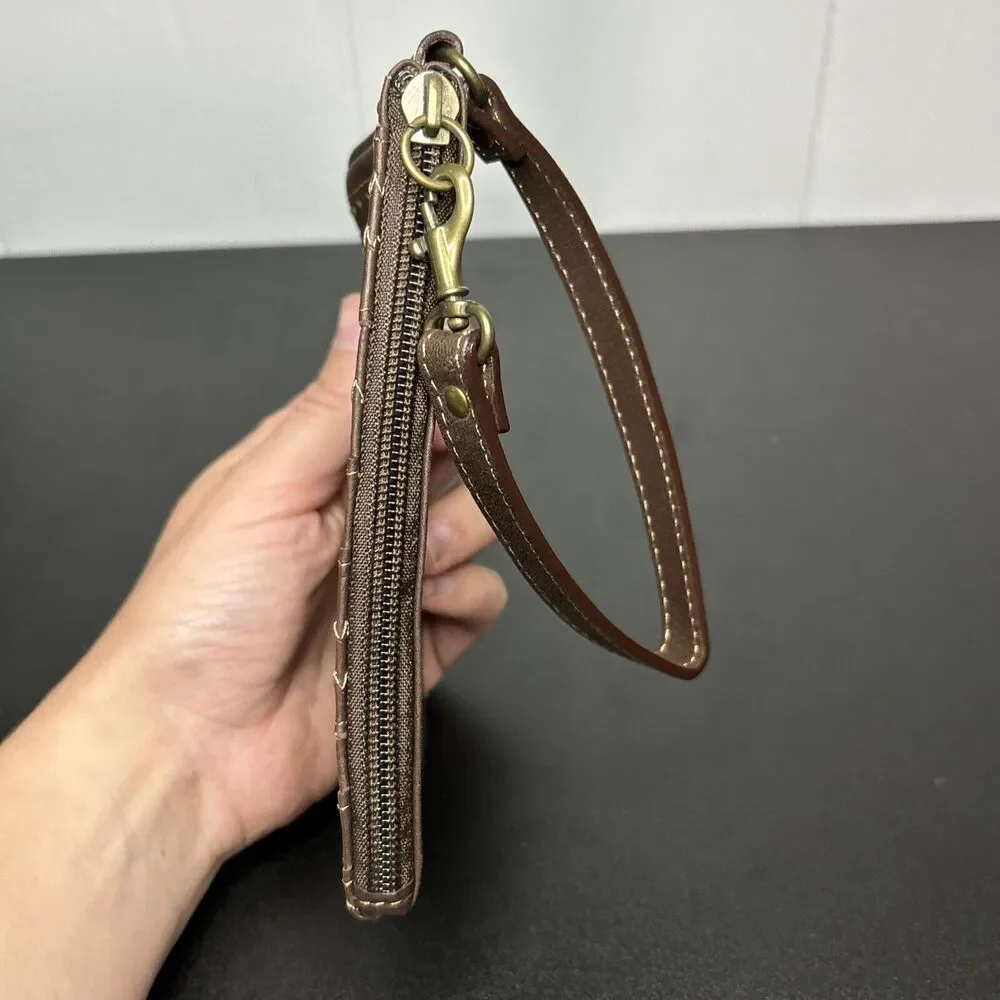 Fossil Small Wristlet Wallet With Embellishments Stripes Brown 6 x 4 Inches - Picture 10 of 11
